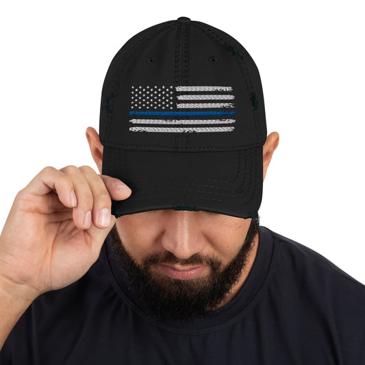 Police Blue US Flag - Hat