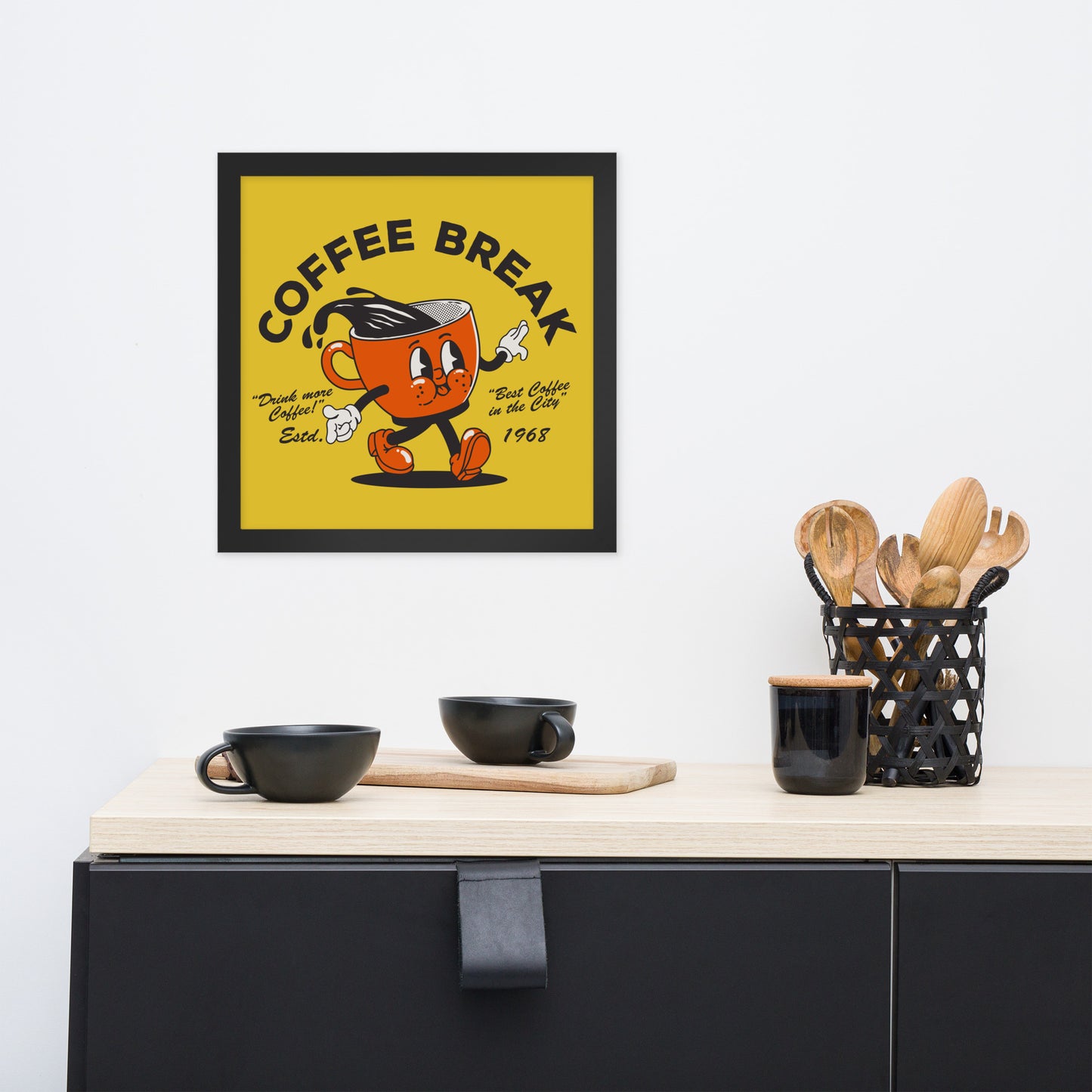 Coffee Break Vintage Framed Poster (hanging hardware included)