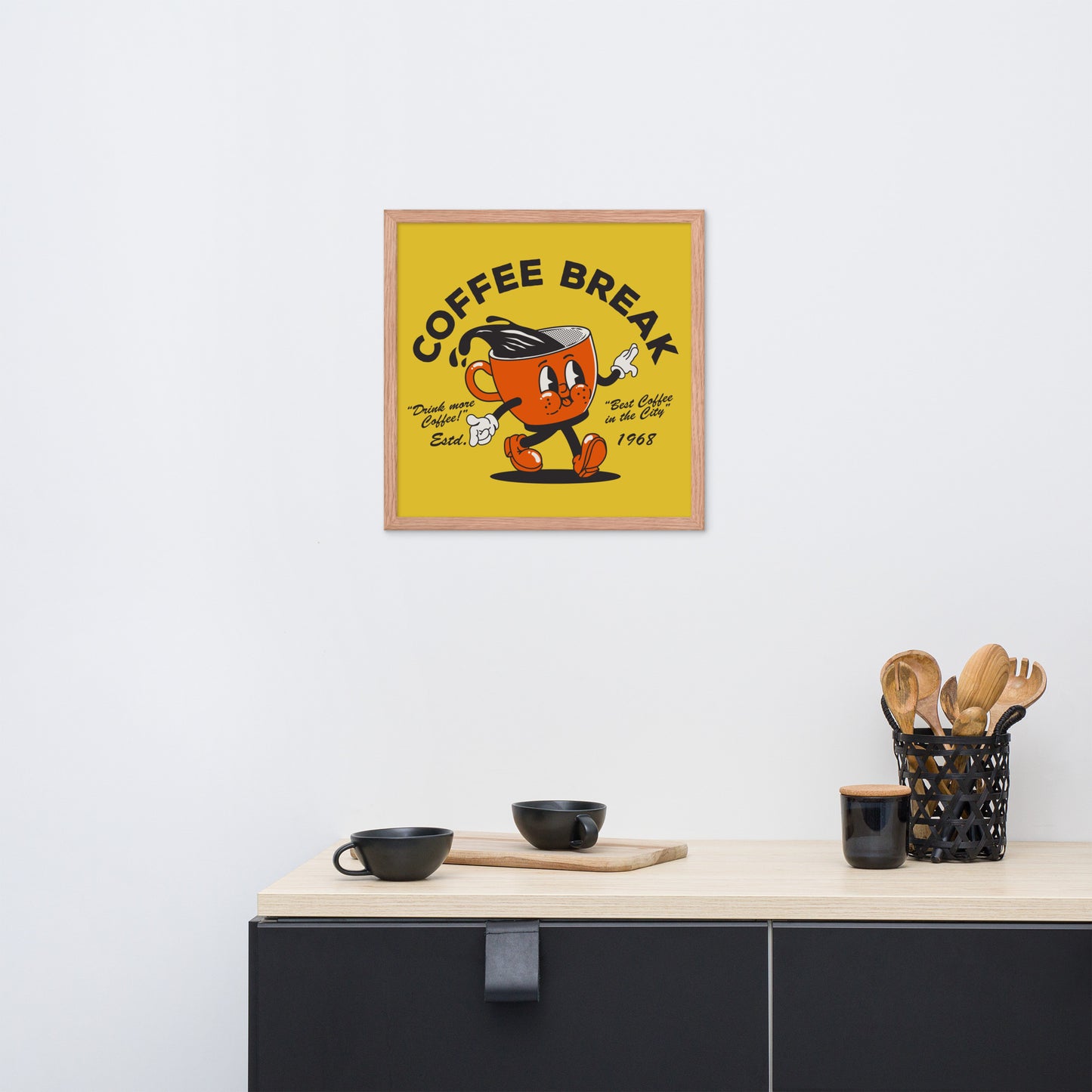 Coffee Break Vintage Framed Poster (hanging hardware included)