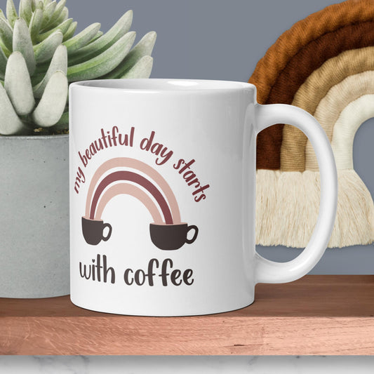 Beautiful Day - White Ceramic Coffee Mug (11oz)